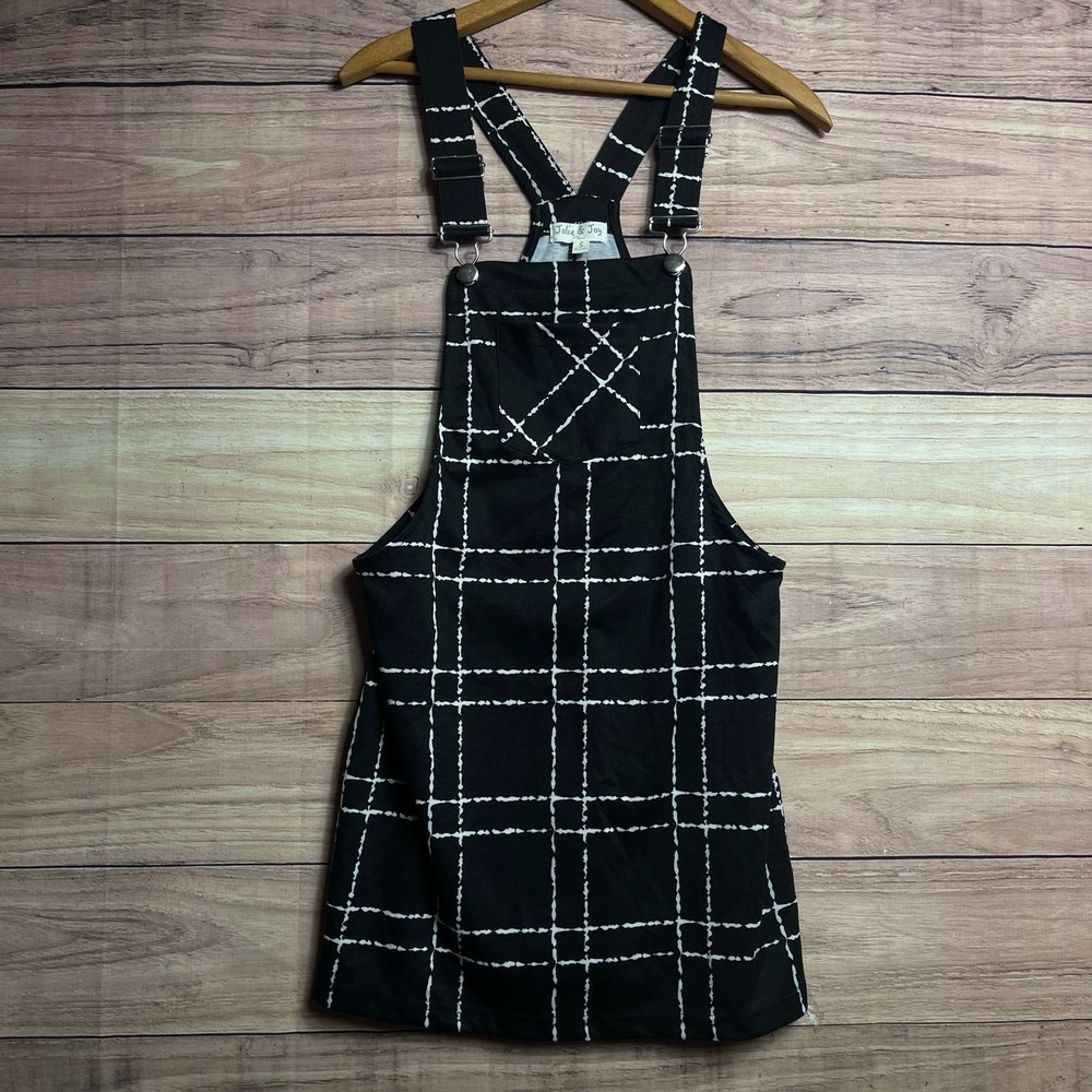 Jolie & Joy by‎ FCT Juniors' Black White Plaid Skirtall Overall Dress Size Small